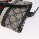 GUCCI GG Supreme Sherry Line Waist Bag PVC Navy Silver 1669 Auth 213739-13