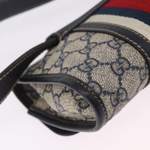GUCCI GG Supreme Sherry Line Waist Bag PVC Navy Silver 1669 Auth 213739
