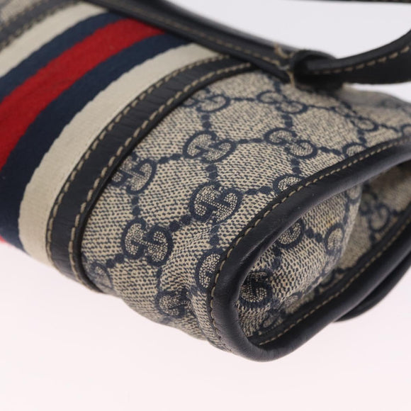 GUCCI GG Supreme Sherry Line Waist Bag PVC Navy Silver 1669 Auth 213739