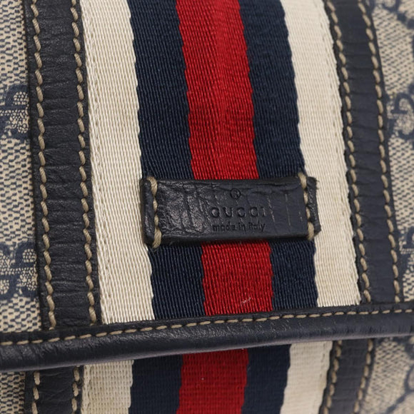 GUCCI GG Supreme Sherry Line Waist Bag PVC Navy Silver 1669 Auth 213739