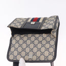 GUCCI GG Supreme Sherry Line Waist Bag PVC Navy Silver 1669 Auth 213739-17