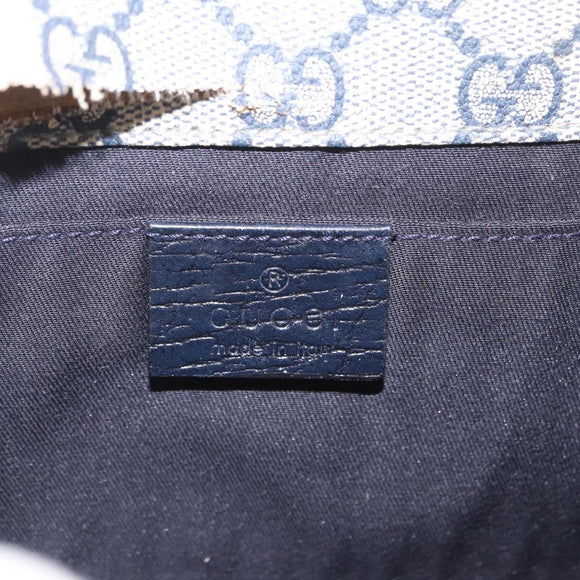 GUCCI GG Supreme Sherry Line Waist Bag PVC Navy Silver 1669 Auth 213739