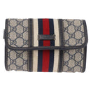 GUCCI GG Supreme Sherry Line Waist Bag PVC Navy Silver 1669 Auth 213739-2
