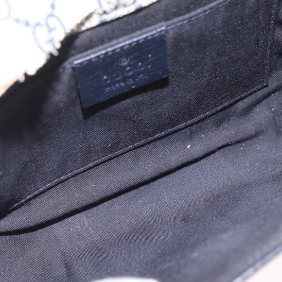 GUCCI GG Supreme Sherry Line Waist Bag PVC Navy Silver 1669 Auth 213739