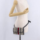 GUCCI GG Supreme Sherry Line Waist Bag PVC Navy Silver 1669 Auth 213739-25