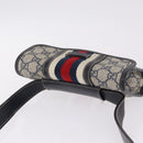 GUCCI GG Supreme Sherry Line Waist Bag PVC Navy Silver 1669 Auth 213739-6