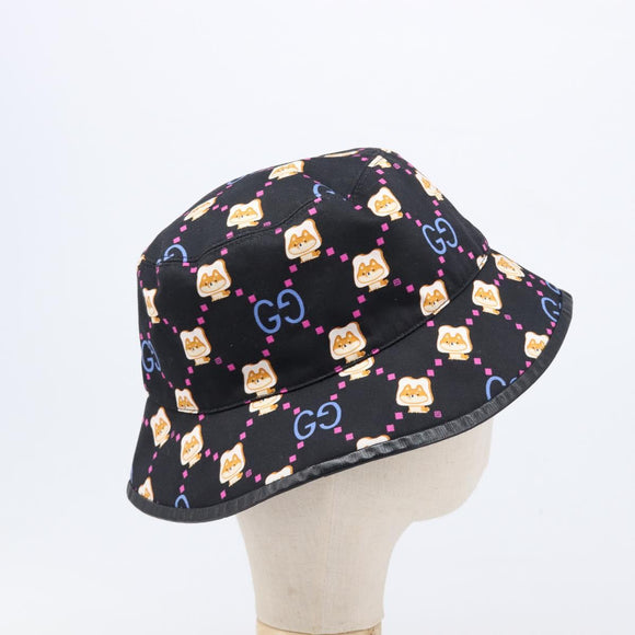 GUCCI Bucket Hat Canvas Black Multicolor Auth 213740M