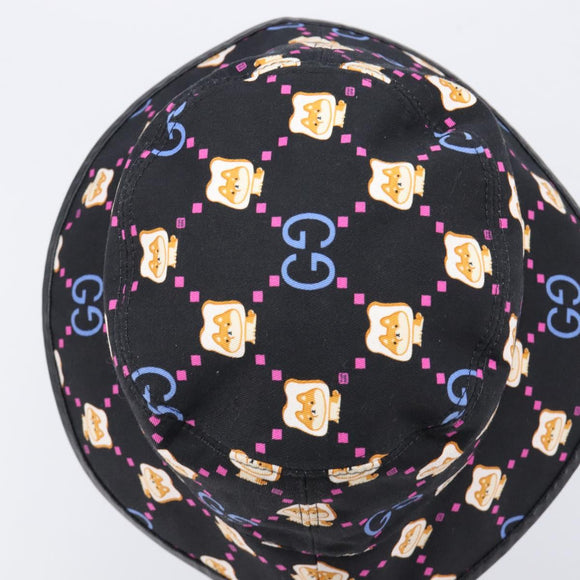GUCCI Bucket Hat Canvas Black Multicolor Auth 213740M