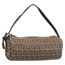 FENDI Zucchino Canvas Accessory Pouch Beige Silver 7N0016 Auth 213741-1