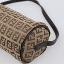 FENDI Zucchino Canvas Accessory Pouch Beige Silver 7N0016 Auth 213741-12