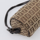 FENDI Zucchino Canvas Accessory Pouch Beige Silver 7N0016 Auth 213741-13