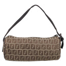FENDI Zucchino Canvas Accessory Pouch Beige Silver 7N0016 Auth 213741-3