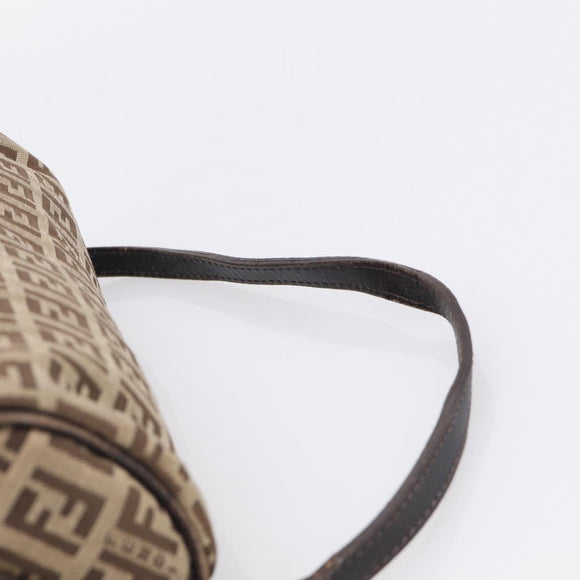 FENDI Zucchino Canvas Accessory Pouch Beige Silver 7N0016 Auth 213741