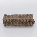 FENDI Zucchino Canvas Accessory Pouch Beige Silver 7N0016 Auth 213741-9