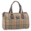 Burberrys Nova Check Hand Bag Canvas Beige Gold Auth 213744-1