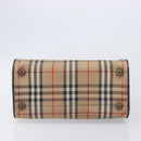 Burberrys Nova Check Hand Bag Canvas Beige Gold Auth 213744-11