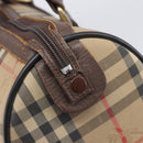 Burberrys Nova Check Hand Bag Canvas Beige Gold Auth 213744-17