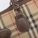 Burberrys Nova Check Hand Bag Canvas Beige Gold Auth 213744-18
