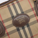 Burberrys Nova Check Hand Bag Canvas Beige Gold Auth 213744-19