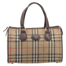 Burberrys Nova Check Hand Bag Canvas Beige Gold Auth 213744-2