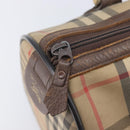 Burberrys Nova Check Hand Bag Canvas Beige Gold Auth 213744-20