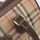 Burberrys Nova Check Hand Bag Canvas Beige Gold Auth 213744-21
