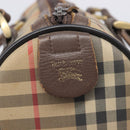Burberrys Nova Check Hand Bag Canvas Beige Gold Auth 213744-22
