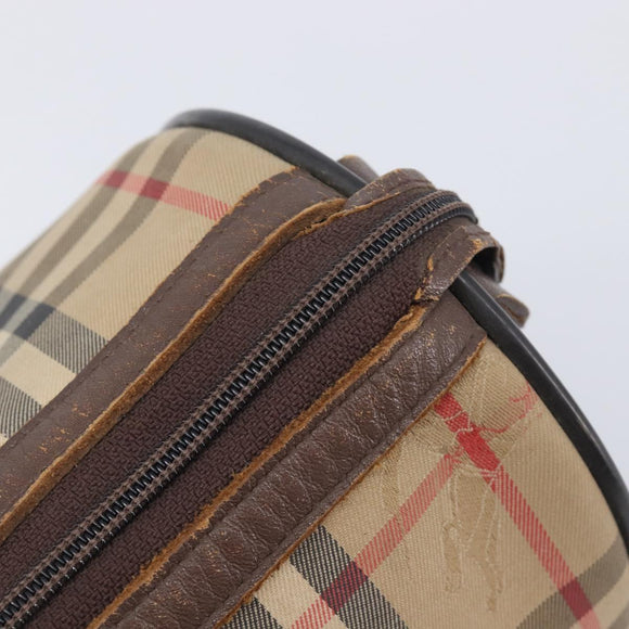 Burberrys Nova Check Hand Bag Canvas Beige Gold Auth 213744