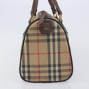Burberrys Nova Check Hand Bag Canvas Beige Gold Auth 213744-4