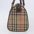 Burberrys Nova Check Hand Bag Canvas Beige Gold Auth 213744-5