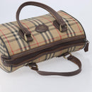 Burberrys Nova Check Hand Bag Canvas Beige Gold Auth 213744-6
