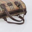 Burberrys Nova Check Hand Bag Canvas Beige Gold Auth 213744-7