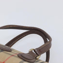 Burberrys Nova Check Hand Bag Canvas Beige Gold Auth 213744-8