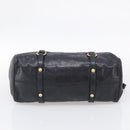 Miu Miu Vitellolux Hand Bag Leather 2way Black Gold Auth 213746V-11
