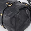 Miu Miu Vitellolux Hand Bag Leather 2way Black Gold Auth 213746V-12