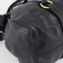 Miu Miu Vitellolux Hand Bag Leather 2way Black Gold Auth 213746V-13