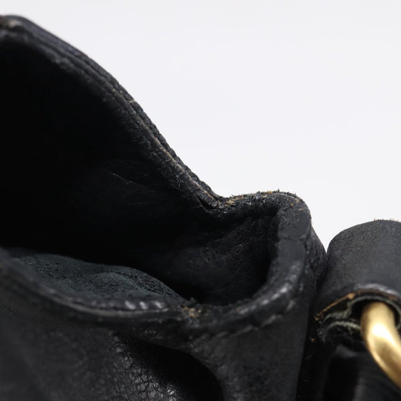 Miu Miu Vitellolux Hand Bag Leather 2way Black Gold Auth 213746V