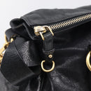 Miu Miu Vitellolux Hand Bag Leather 2way Black Gold Auth 213746V-18