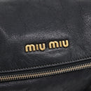 Miu Miu Vitellolux Hand Bag Leather 2way Black Gold Auth 213746V-19
