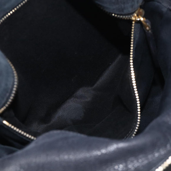 Miu Miu Vitellolux Hand Bag Leather 2way Black Gold Auth 213746V
