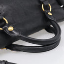 Miu Miu Vitellolux Hand Bag Leather 2way Black Gold Auth 213746V-7