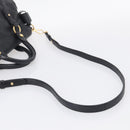 Miu Miu Vitellolux Hand Bag Leather 2way Black Gold Auth 213746V-9
