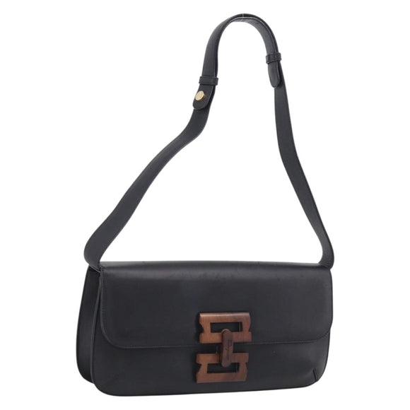 Salvatore Ferragamo Shoulder Bag Leather Black Brown Auth 213747A