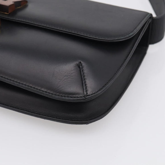 Salvatore Ferragamo Shoulder Bag Leather Black Brown Auth 213747A
