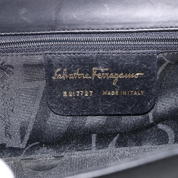 Salvatore Ferragamo Shoulder Bag Leather Black Brown Auth 213747A