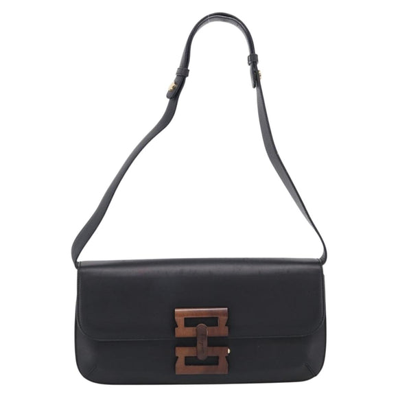 Salvatore Ferragamo Shoulder Bag Leather Black Brown Auth 213747A