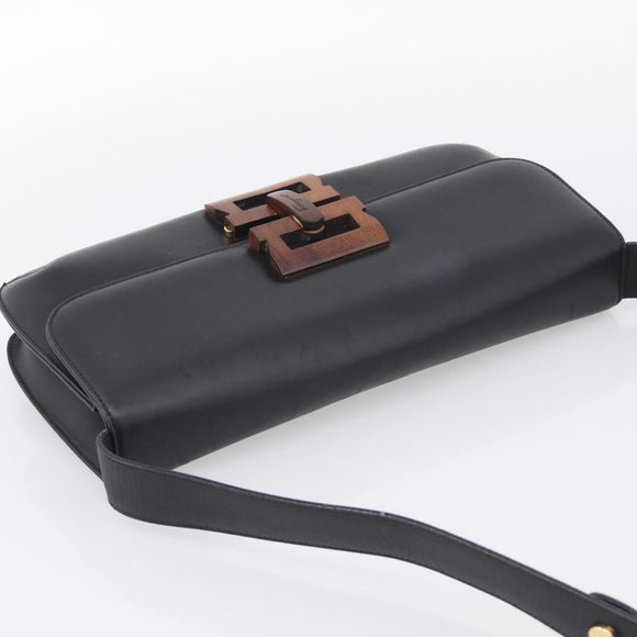 Salvatore Ferragamo Shoulder Bag Leather Black Brown Auth 213747A