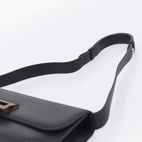 Salvatore Ferragamo Shoulder Bag Leather Black Brown Auth 213747A