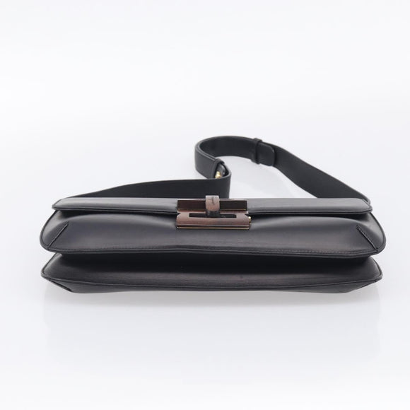 Salvatore Ferragamo Shoulder Bag Leather Black Brown Auth 213747A