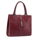GUCCI Jackie Hand Bag Leather Red Silver Auth 213749-1